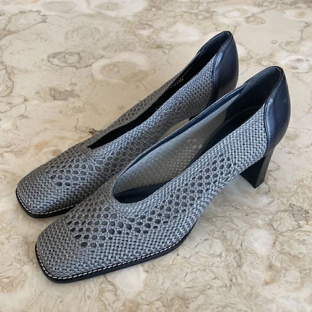 Vintage Stuart Weitzman Square Toe Block Heels - Picture 5 of 15